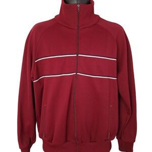 Sports Scene Track Jacket Vintage 80s Full Zip Striped Mens Size Large